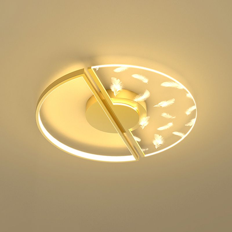 Stagger Geometric Feather LED Ceiling Fixture in Modern Creative Style Wrought Iron Indoor Ceiling Light in Gold