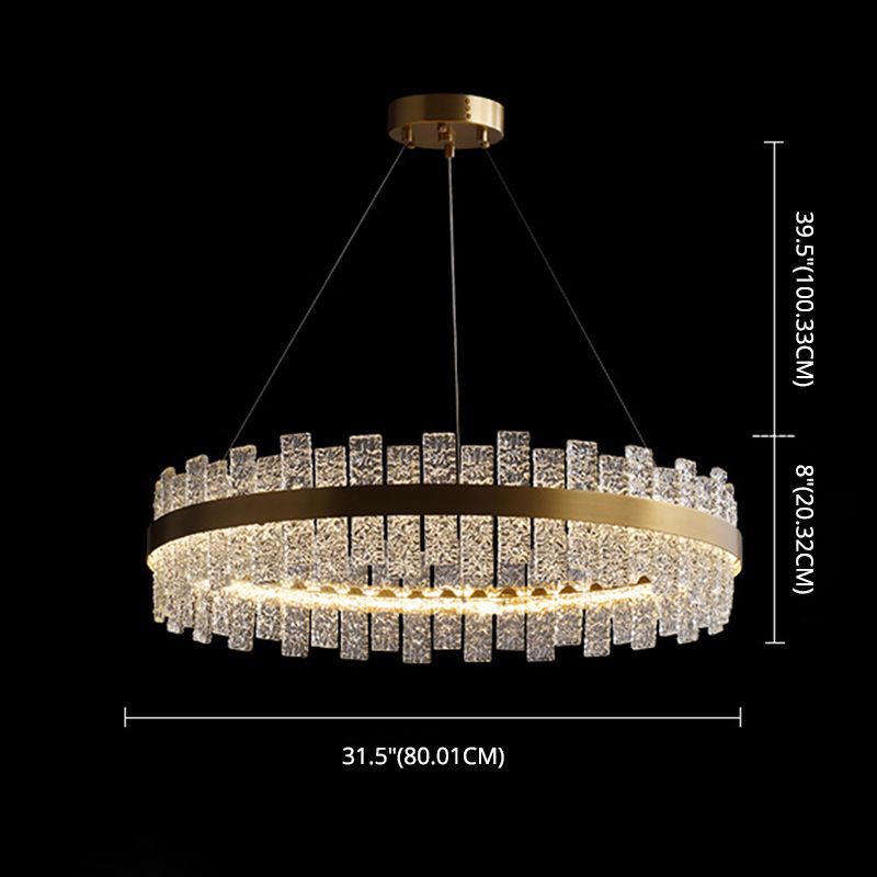 Art Deco Chandelier Gold Metal Crystal Round LED Pendant Lamp Best Lighting for Living Room