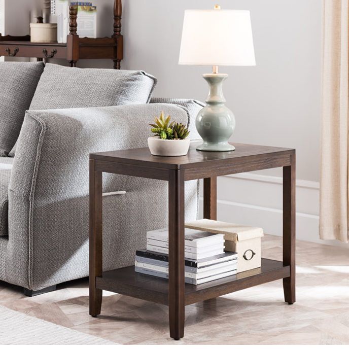 Ashwood Double Tier End Table Contemporary Rectangular Side Table for Living Room