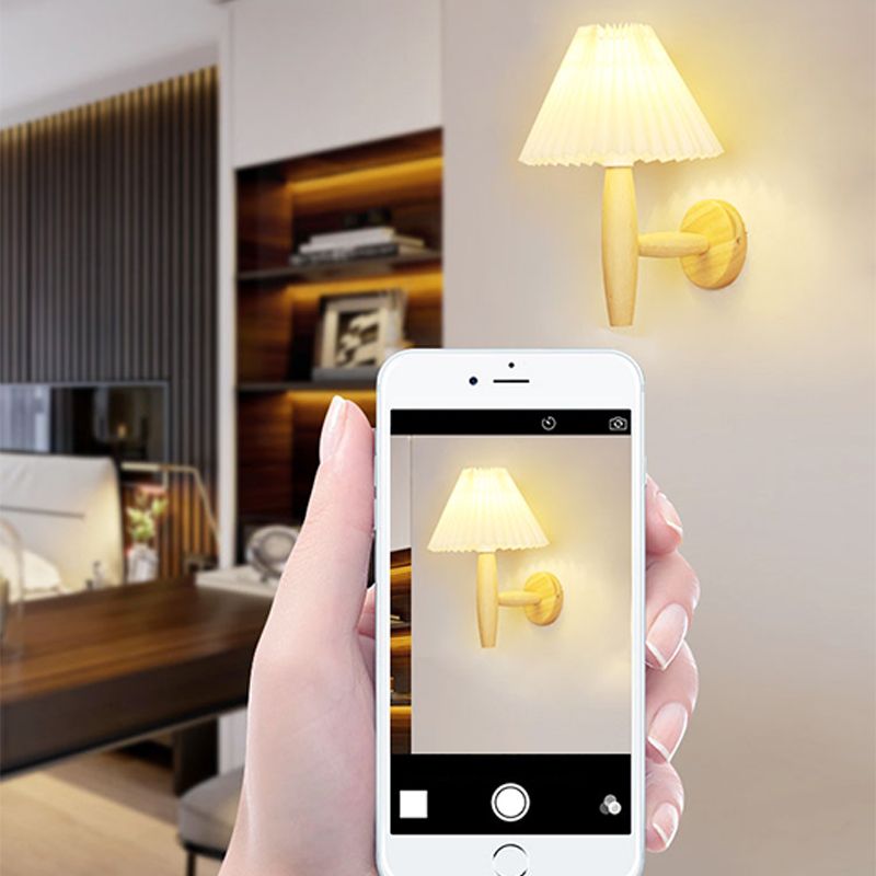 Modern Style Flared Wall Mounted Lamps Wood 1 Light Wall Mounted Light Fixture