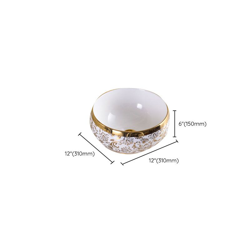 Traditional Vessel Sink Oval Porcelain with Pop-Up Drain and Faucet Vessel Lavatory Sink