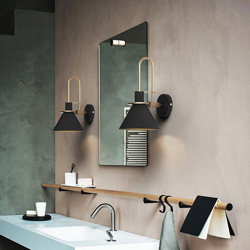 Contemporary Simplicity Conical Wall Mounted Lights Metallic Wall Mounted Lamp for Bedside