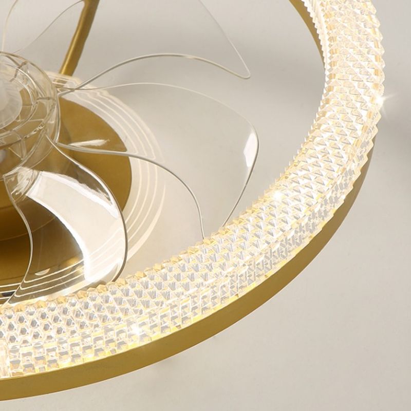 Modern Style Ceiling Fan Lamp Metal Ceiling Fan Lighting in Golden for Bedroom