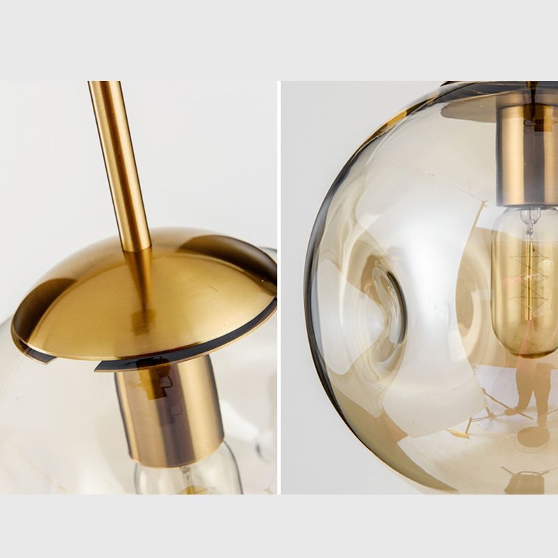 1 pendentif en forme de globe léger avec une nuance en verre fermée