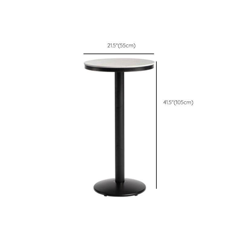 Industrial Round Bar Table Set 1/3 Pieces Stone Counter Table with Upholstered Stools