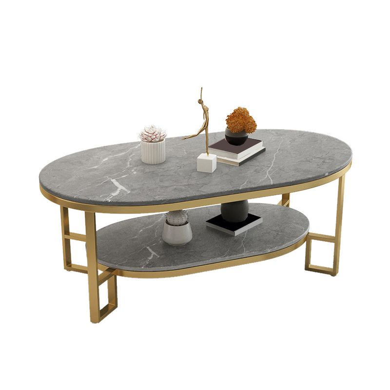 17.7" Tall Modern Iron 4 Legs Slate Rectangular Table Top Coffee Table