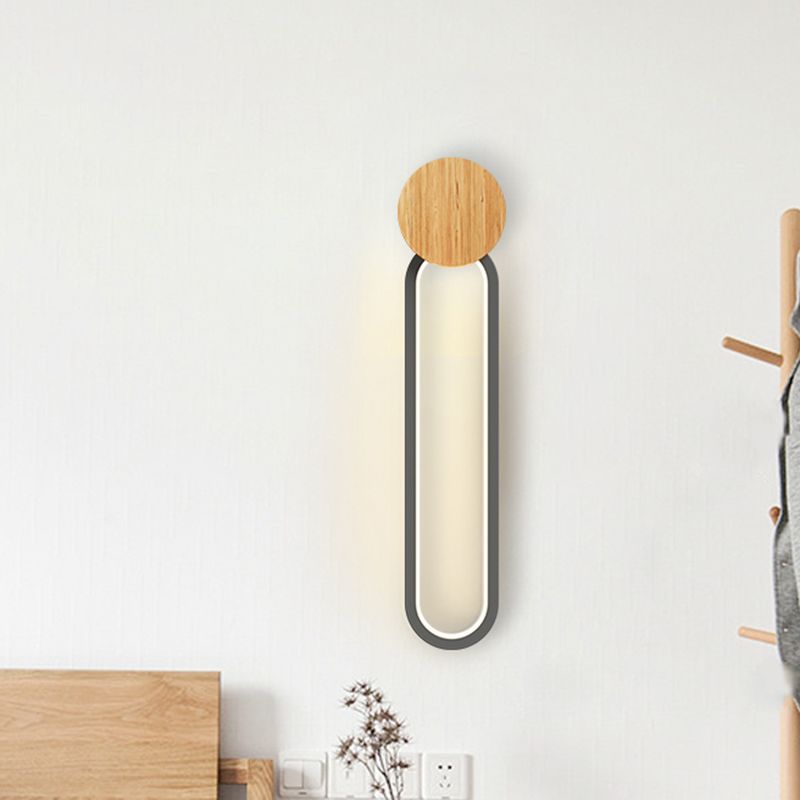1-Light LED Wall Mount Light Modern Wooden Wall Light for Living Room
