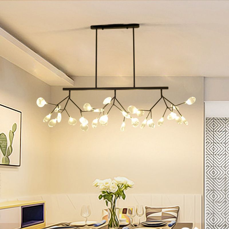 Tree Branch Glass Pendant Lamp Nordic 27-Light Island Ceiling Light for Dining Room