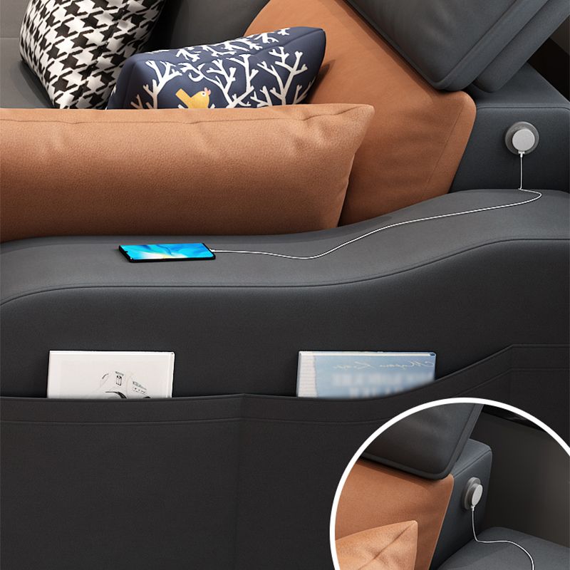 Forta di cuscini rimovibili in pelle e chaise da 35,43 "braccia inclinate alte