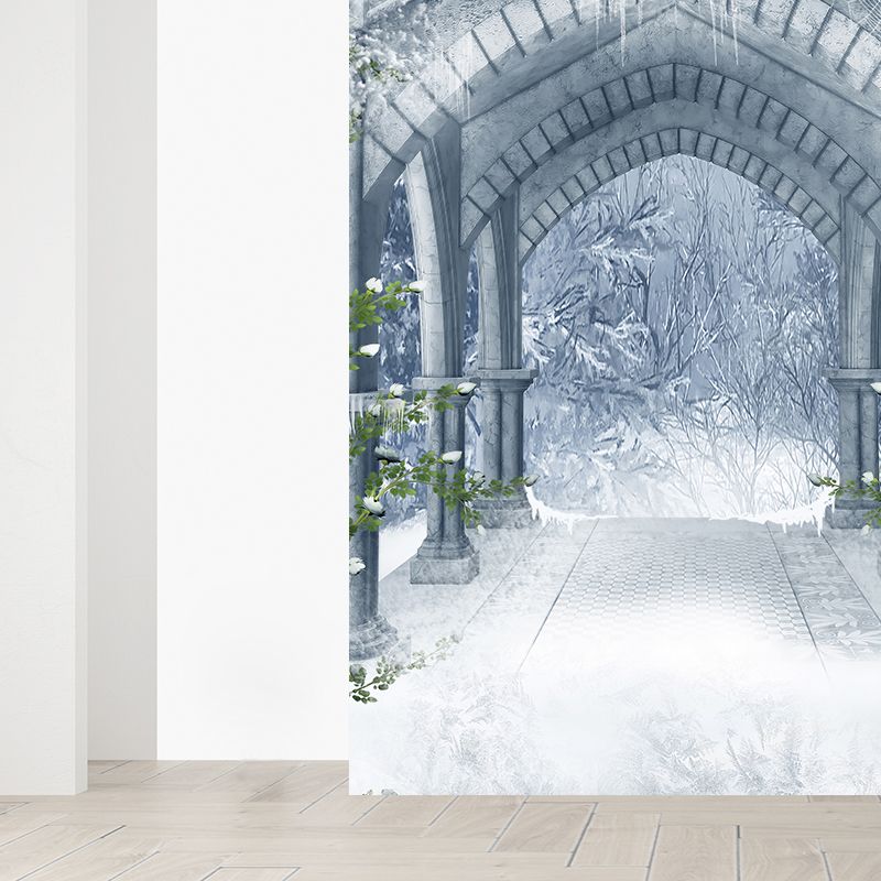 Contemporary Winter Bower Wall Mural White Decorative Wall Covering for Living Room
