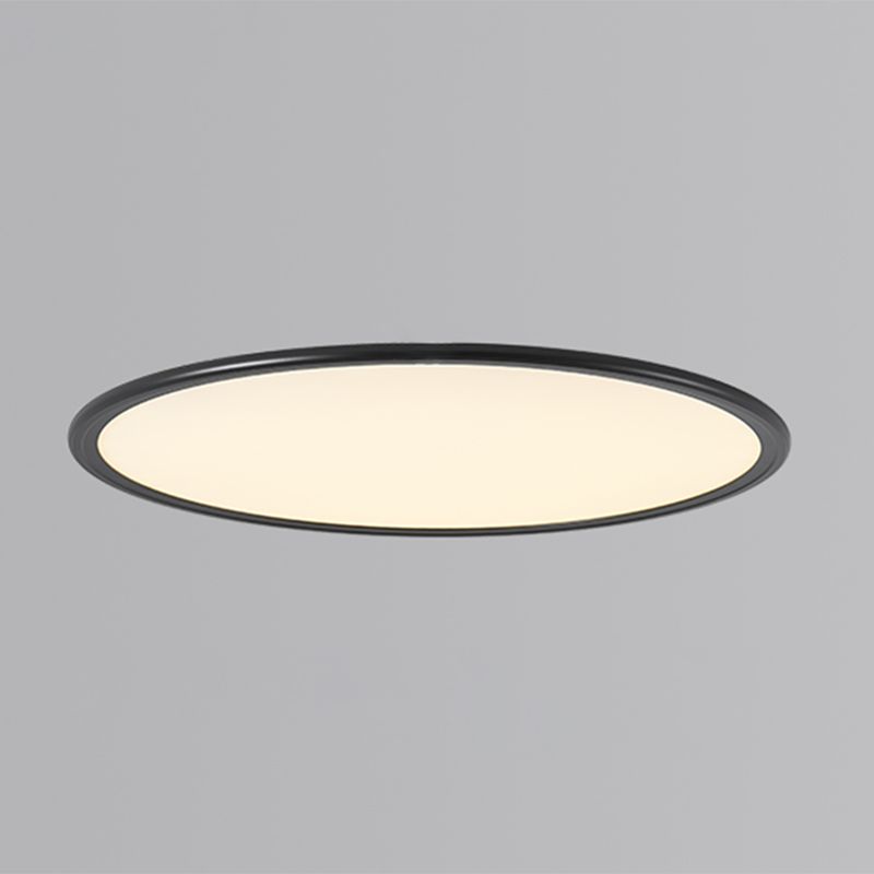 Modern Style Round Ceiling Fixture Metal 1 Light Ceiling Mounted Light in Black