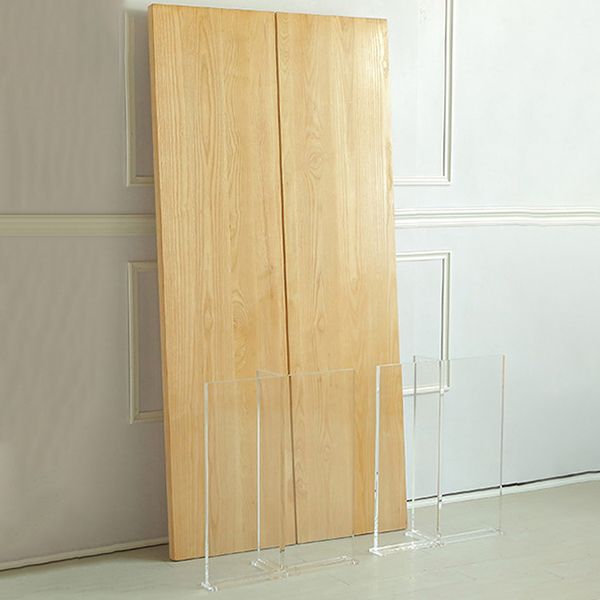 Mesa de comedor de madera de casas simples Mesa de comedor de forma rectangular con base de plástico doble