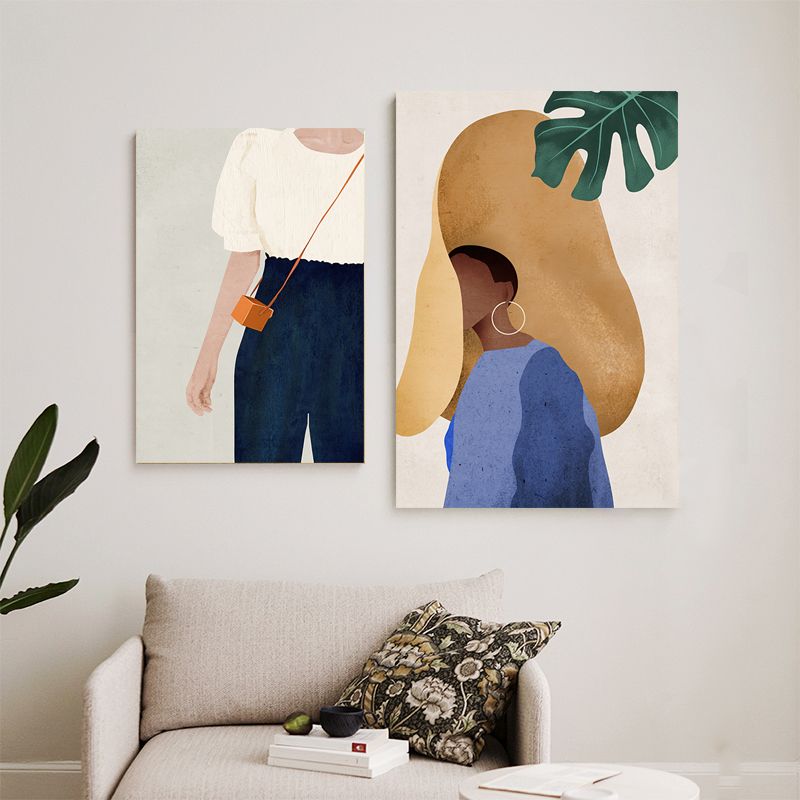 Décoration murale de fille de mode scandinave, impression sur toile de couleur Pastel pour salon (plusieurs tailles)