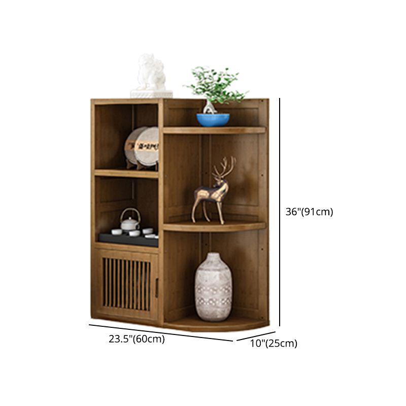 Brown Shelf Bookcase with Doors Vertical Bookshelf for Study Room