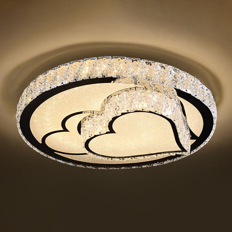 Circulaire Flush Light Artistique K9 Crystal Dining Room LED Flush Ceiling Light Fixture in Stainless-Steel