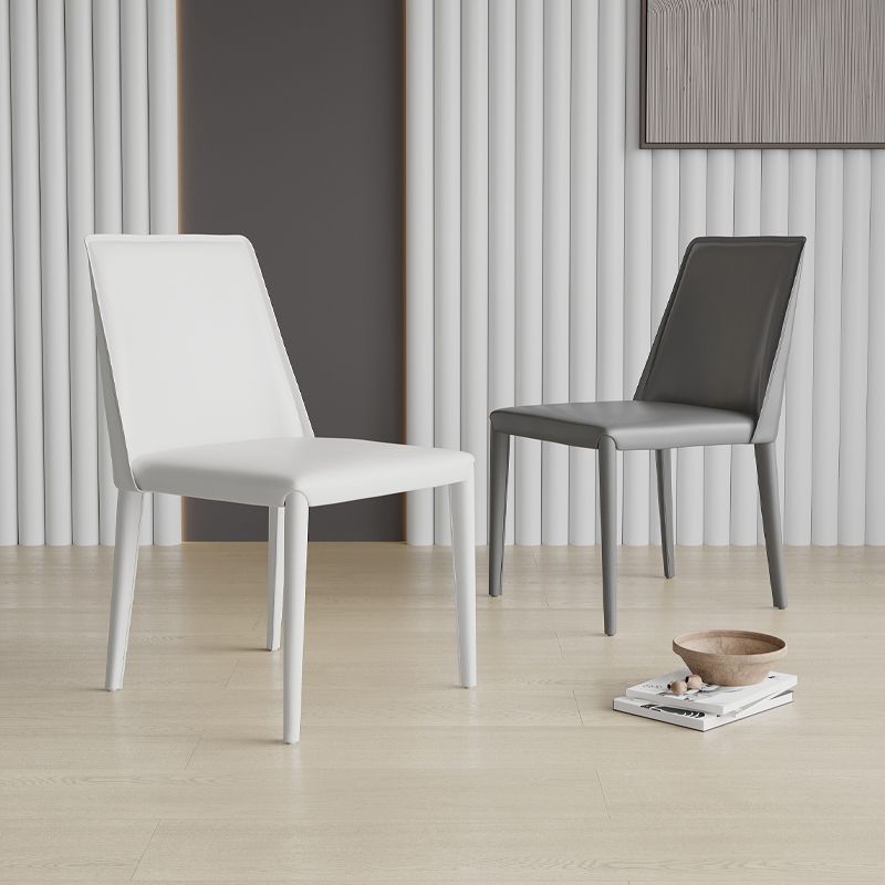Low Back Armless Dining Chairs Modern Faux Leather Side Chair