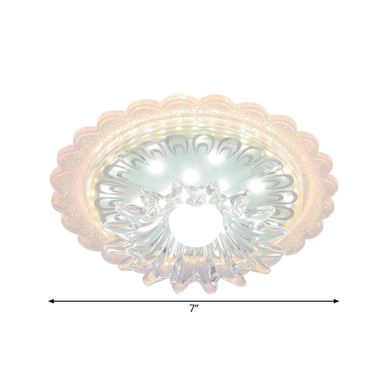 7 "/9" W Bloom Flush Mount Lamp Minimal Clear Crystal LED White Close to Ceiling Lighting for Corridor