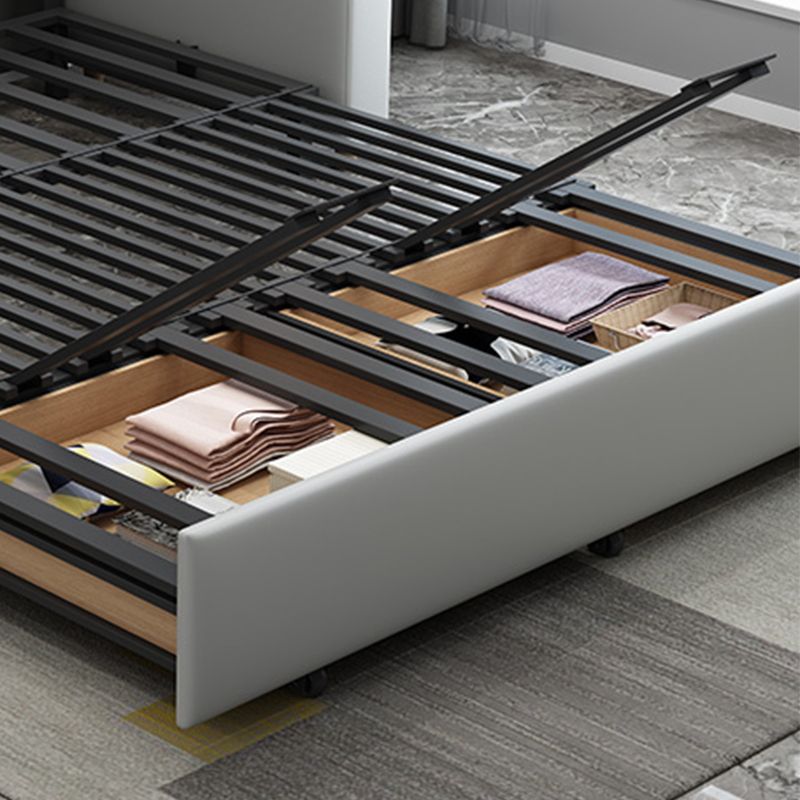 Blue Convertible Sofa Bed Sewn Pillow Back Sofa with Storage