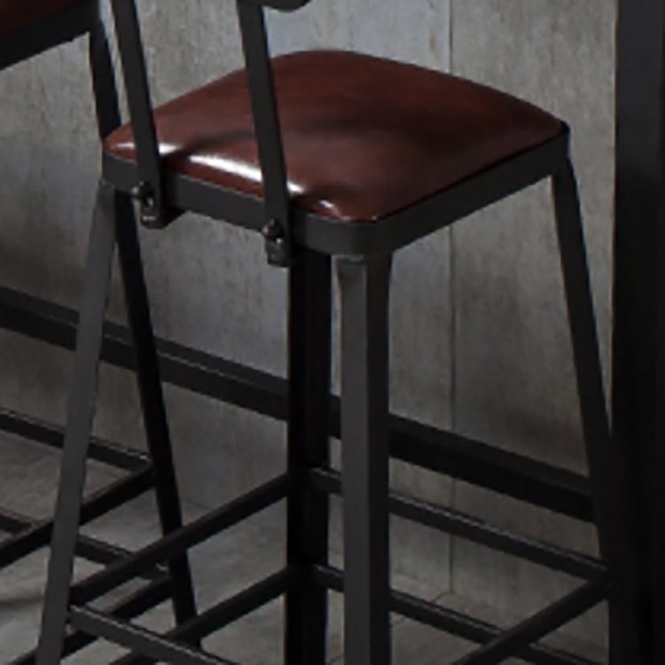 Industrial Black Counter Chair Squared Metal Footrest Counter-height Stool