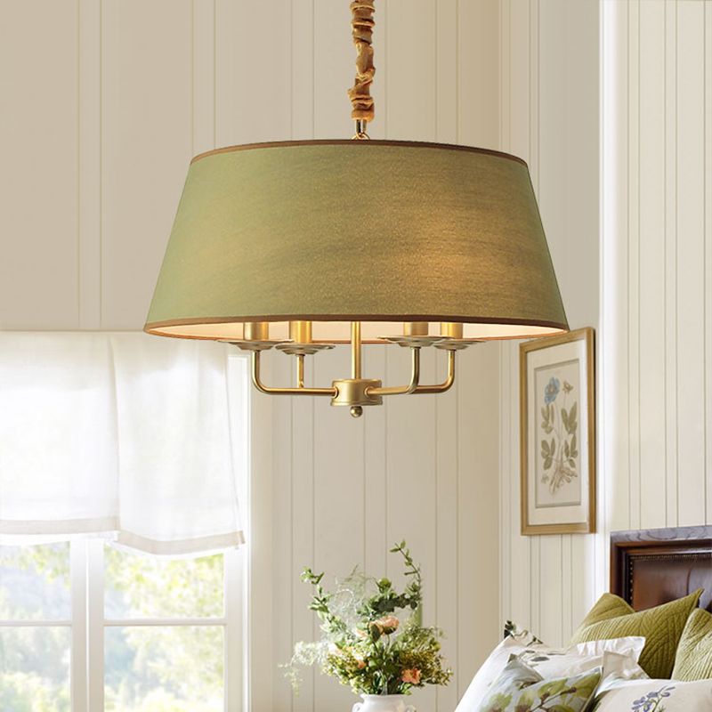 Vintage Empire Shade Chandelier Pendant Light 4 Heads Fabric Hanging Light for Bedroom