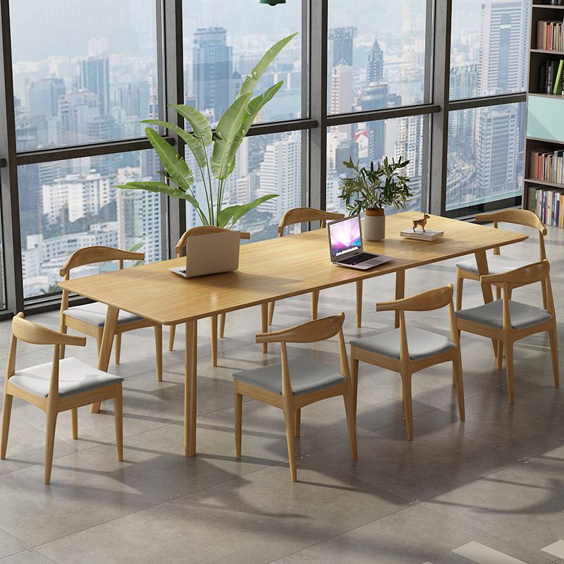 Mesa de comedor rectangular contemporánea de madera maciza mesa de madera con 4 patas