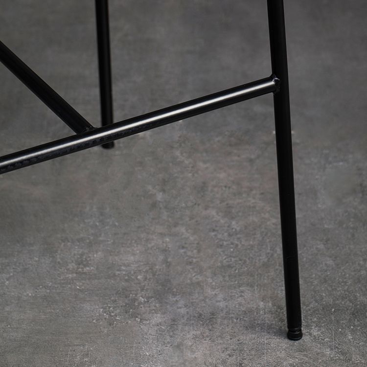 Contemporary Backrest Solid Wood and Metal Counter High Stool with 4 Legs