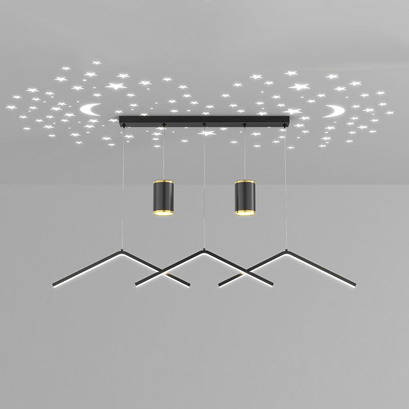 Zeitgenössischer Stil linearer Form Island Leuchten Metall 3 Licht hängende Anhängerleuchten