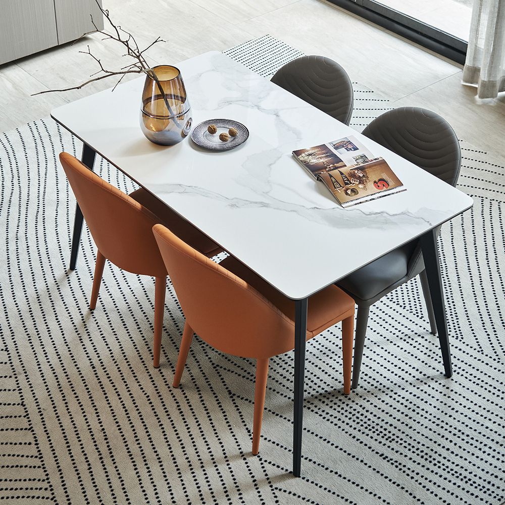 Sillas de comedor de cuero de diseño moderno, sillas laterales sin brazos con respaldo sólido (juego de 2)