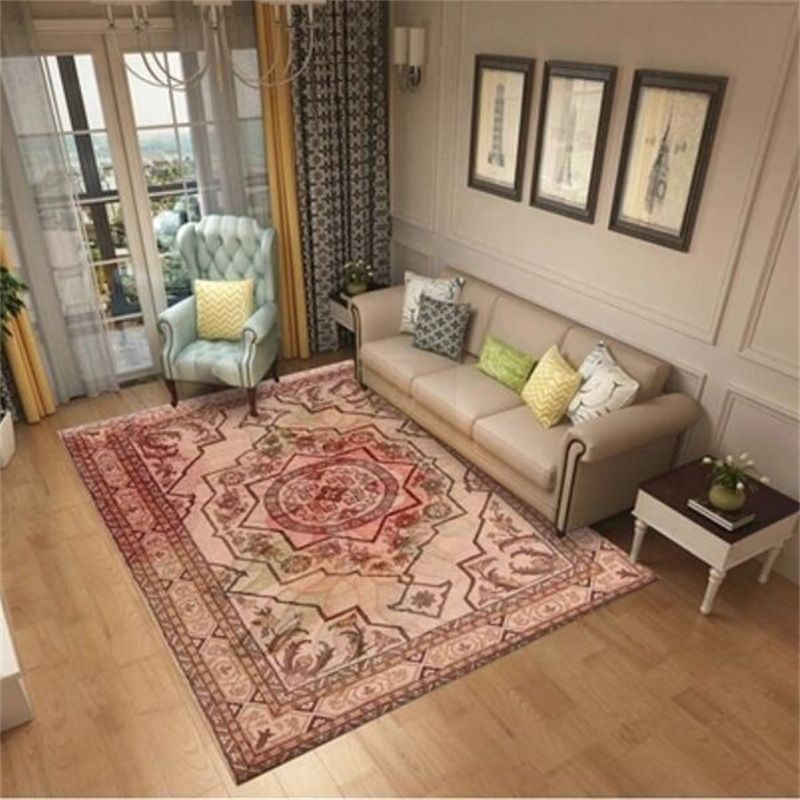 Bohemian Chevron Print Rug Polyester Indoor Carpet Non-Slip Backing Area Rug for Living Room