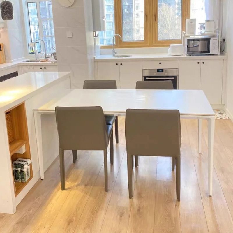 Modern Sintered Stone Top Standard Dining Set White Rectangle Shape Dining Set for Kitchen