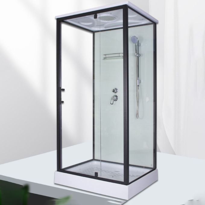 Tempered Glass Shower Stall Home Shower Stall with Towel Bar and Rain Shower