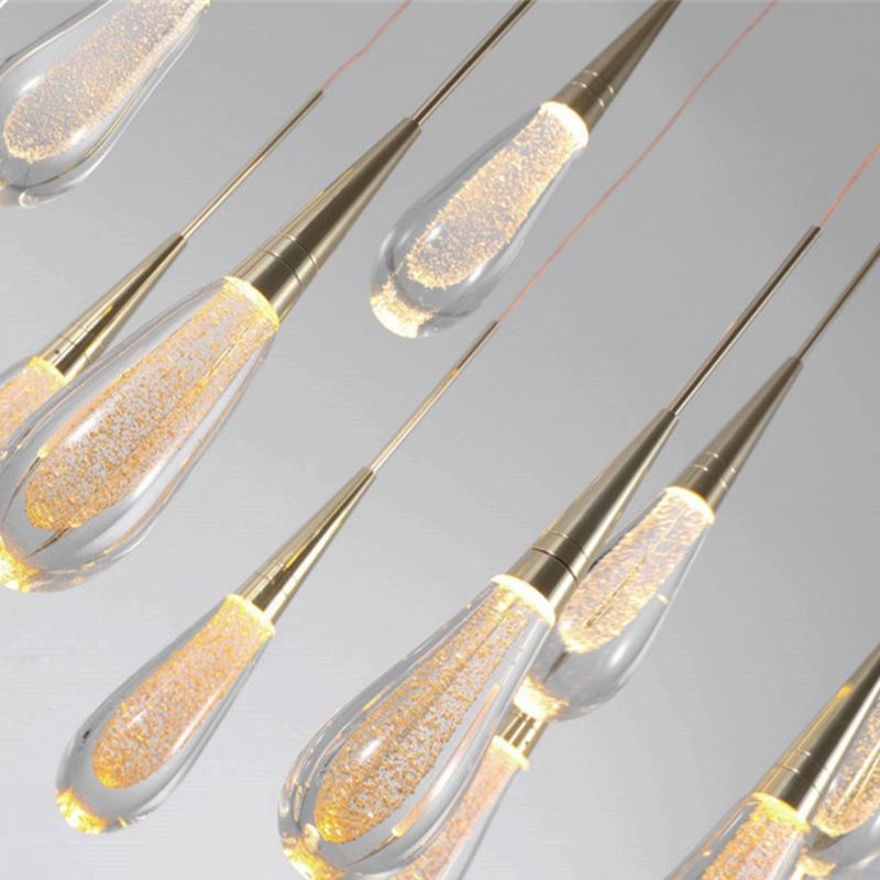 Gold LED Hanging Lamp in Modern Artistic Style Crystal Teardrop Pendant Light for Interior Spaces