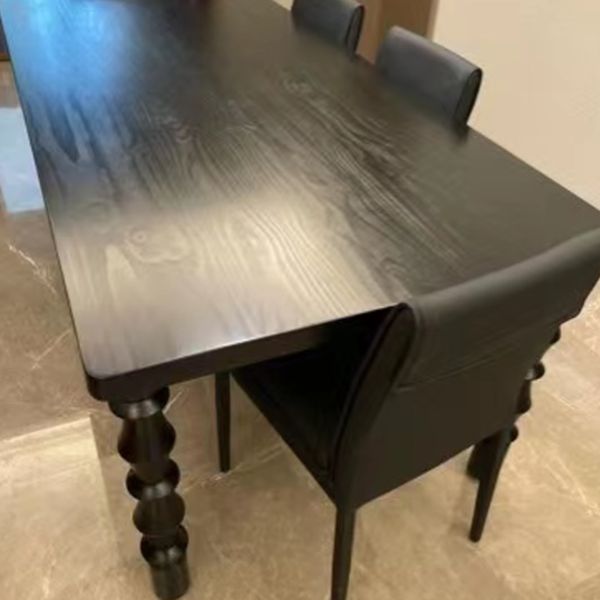 Rectangle Solid Wood Two-Color Dining Table Simplicity 4 Legs Table for Dining Room