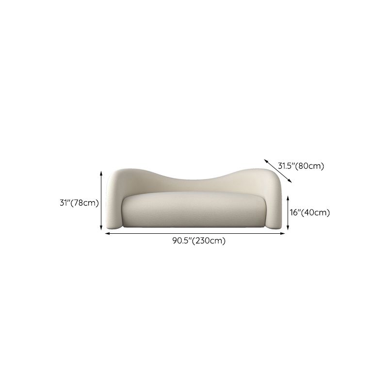 Scandinavian White Cushions Tuxedo Arm Living Room Curved Seating