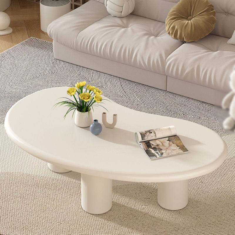 Modern Irregular Coffee Table 3 Legs Cocktail Table Set in White