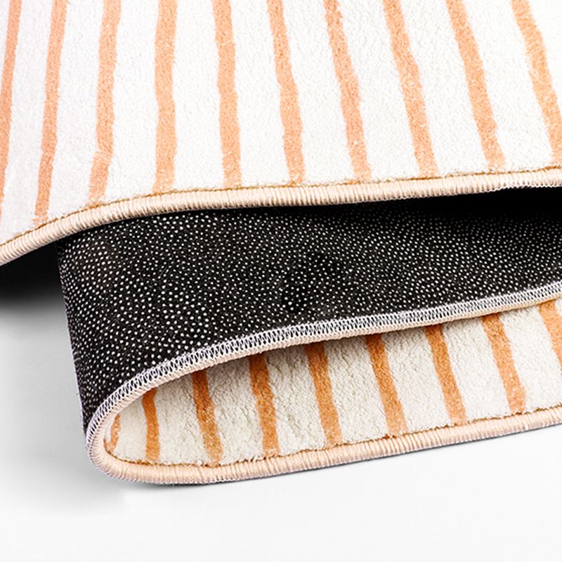 Minimalist Abstract Lines Rug White Tone Polyester Area Carpet Non-Slip Backing Rug for Living Room