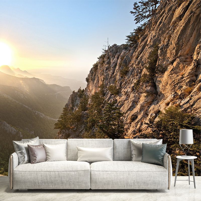 Mountain Scenery During Sunrise Mural Modern Waterproof Living Room Wall Art, Custom Size