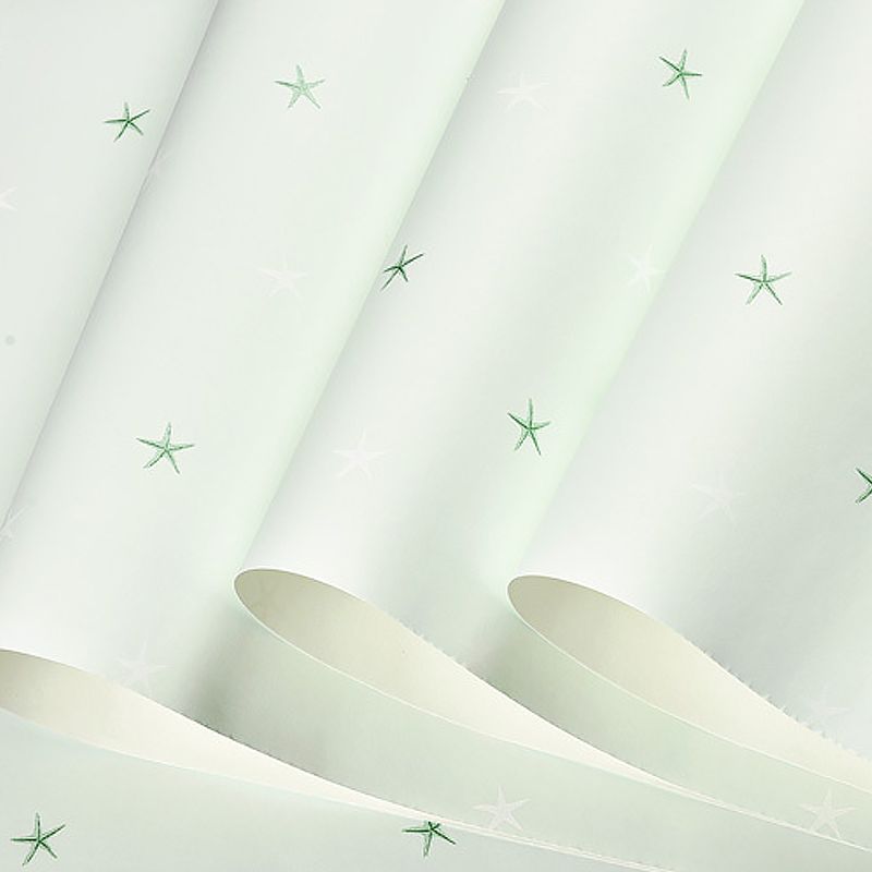 Star Boy Girl Wallpaper Roll Children's Bedroom Non-Woven Texture Wall Decor in Soft Color