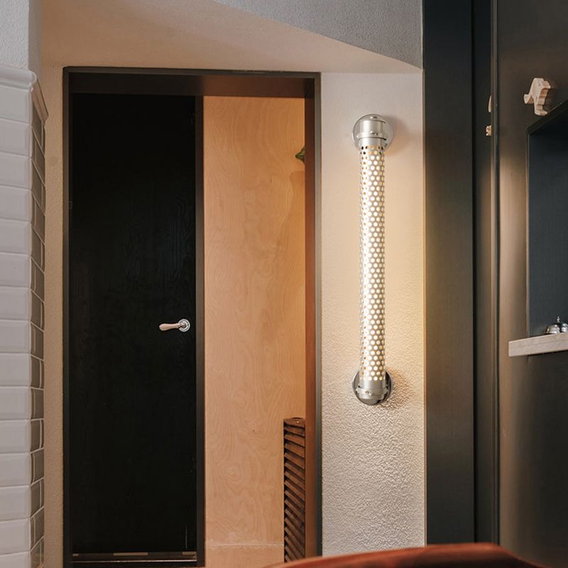 Silver Modern Wall Sconce Cylinder Shape Wall Light with Metal Shade for Living Room