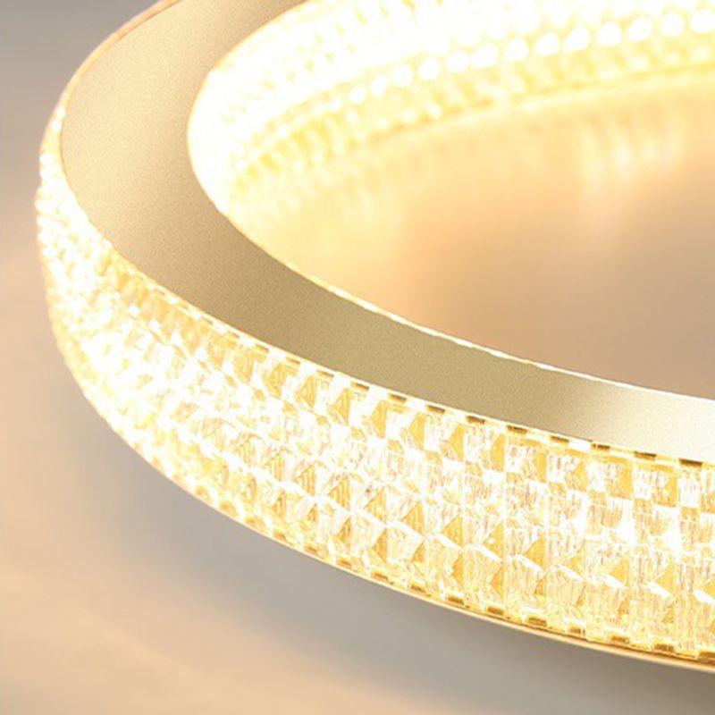 Gold Round Ceiling Mount Light LED Ceiling Light with Acrylic Shade for Bedroom