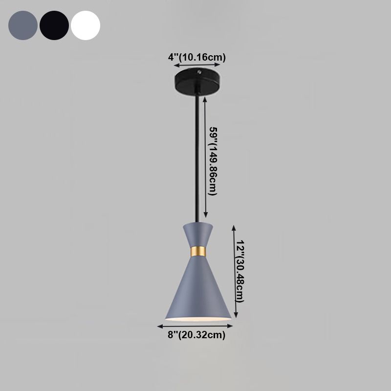 Metal Cone Hanging Lights Modern Macaron Style 1 Head Hanging Mount Fixture for Bedroom