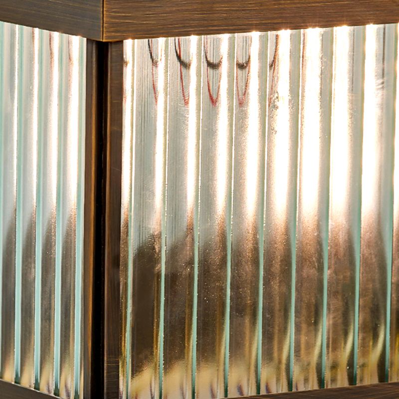 Rectangular Shape Metal Solar Pillar Lamp Modern Style 1 Light Outdoor Light in Bronze