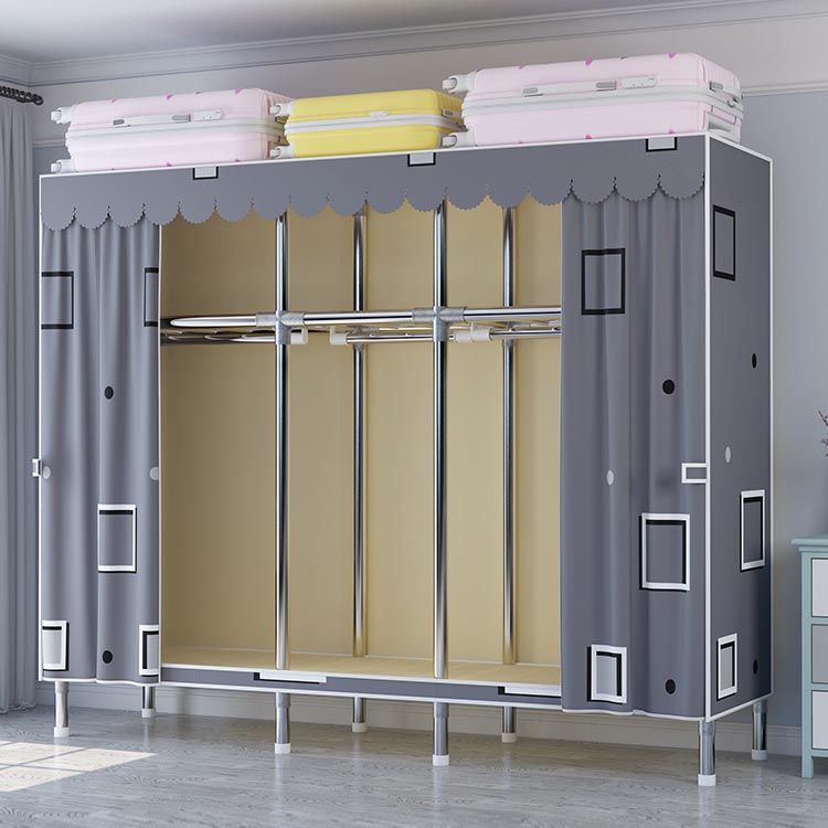 Contemporary Style Wardrobe Armoire Wood Armoire with Clothes Rail for Bedroom