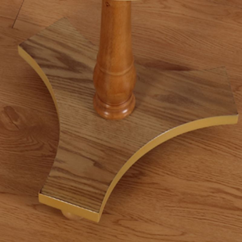 Brown Solid Oak End Table, Round Gloss Contemporary Side Table
