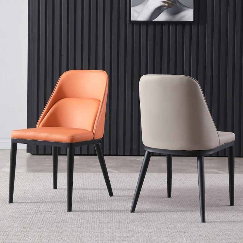 Modern Solid Back Armless Chair Leather Dining Side Chairs for Home Use