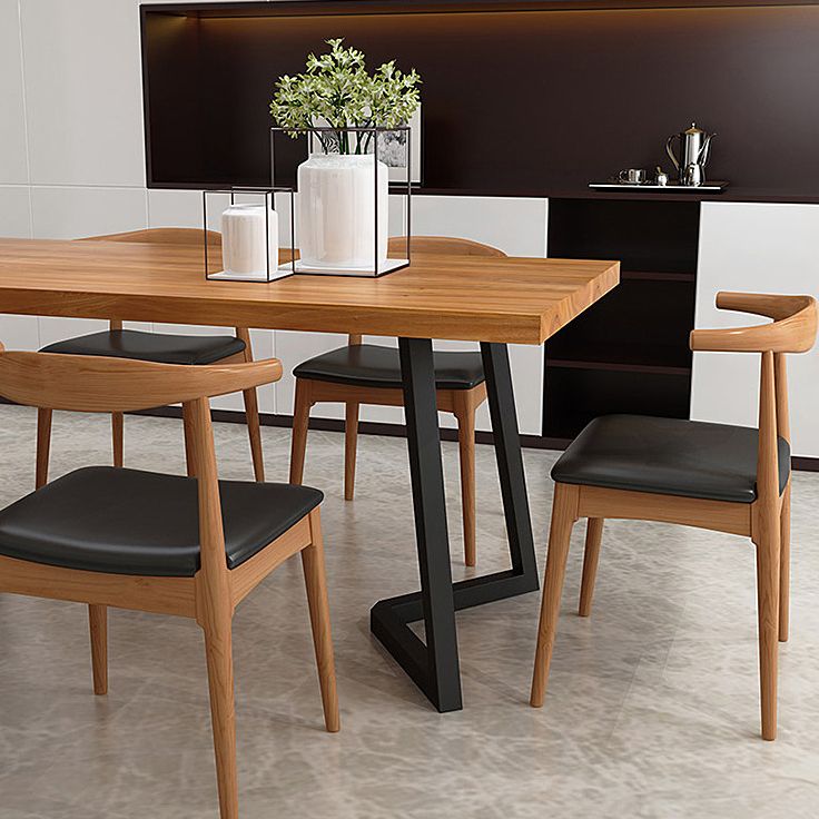 Solid Wood Rectangle Dinette Set 1/2/5/7 Pieces Industrial Dining Table Set in Natural