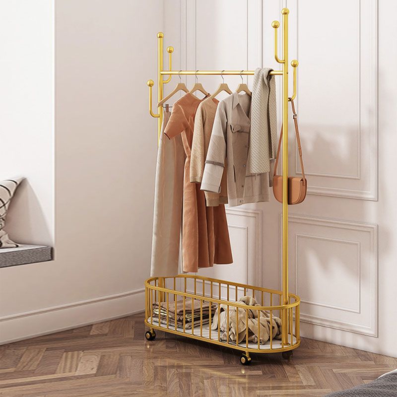 Glam Coat Rack Metal Hooks Shelving Included Free Standing Hall Stand