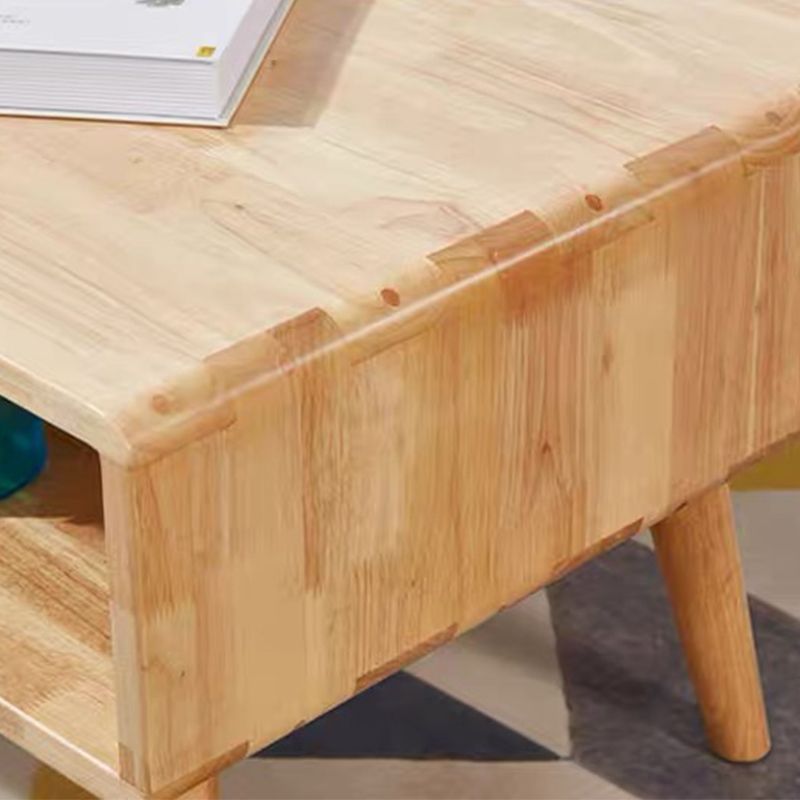 Contemporary with Storage Shelf Solid Wood Rectangular Single Coffee Table