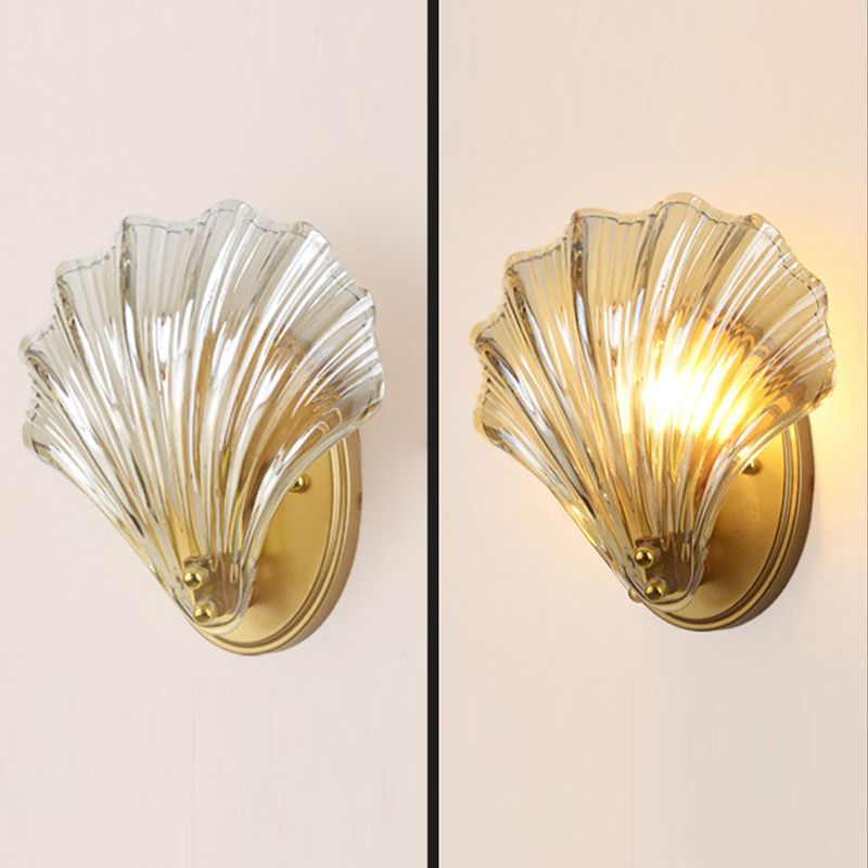 Single Contemporary Golden Glass Shape Unique Bathroom Vanity Light