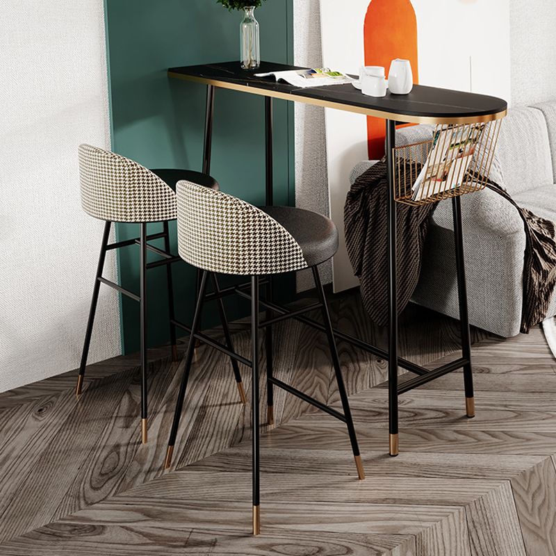 Indoor 1/2/3 Pieces Table and Stool Set Glam Trestle Stone Top Bar Table Set